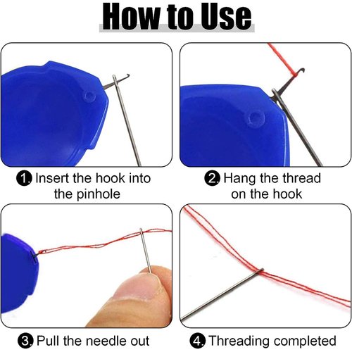 TOOVREN Needle Threader for Hand Sewing 12 Pcs Plastic Wire Hook Simple Threader for Needles Small Eye Needle Threader for Sewing Machine Needle Threader Tool for Sewing Crafting