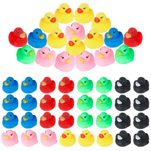 50Pcs Multicolor Mini Rubber Duck Bath Toys for Kids Baby Shower Birthday Party Decorations Jeep Ducking, Shower, Birthday Party, Carnival Game Gift