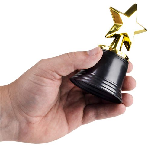 Bedwina Star Trophy Awards - Pack of 12 Bulk - 4.5 Inch, Gold Award Trophies for Kids Party Favors, Props, Rewards, Winning Prizes, Competitions for Kids and Adults