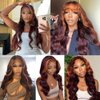 Ginger Skunk Stripe Wig Human Hair Reddish Brown With Ginger Orange Body Wave 13x4 HD Lace Front Wigs 180% Density Autumn Brown with Highlight Ginger Colored Human Hair Wig 20 Inch