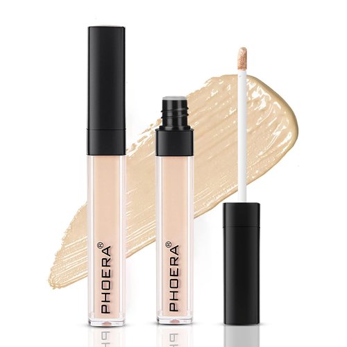 PHOERA Liquid Concealer,Full Coverage Concealer,Multi-Use Makeup Concealer for Acne,Dark Circles,Tattoo,Freckles,High Adherence Hydrating Face Concealer for Women Mens(101# LIGHT)