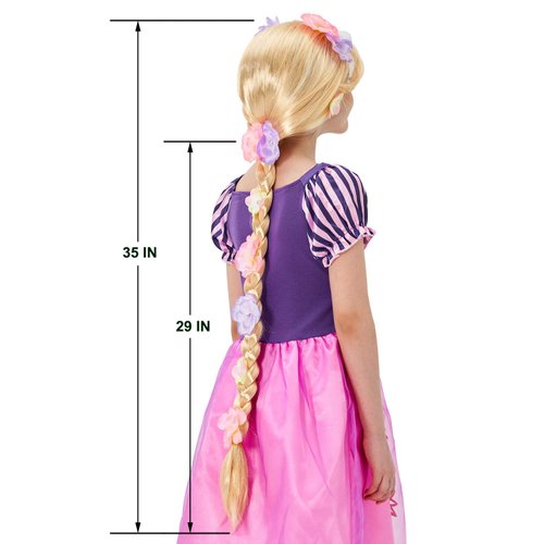 PATURPINT Super Long Princess Rapunzel Wig with Flowers-29 Inch Girls Blonde Braid Synthetic Wigs for Costume Cosplay Fairytale Ball Halloween Christmas Birthday Party