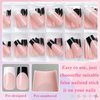 LuckForever 120pc French Tips Press on Nails Medium Square, Black White Tips Medium Press on Nails French Square Fake Nail Full Cover Glue on Nails Press ons Acrylic Nail Fingernail & Adhesive Ta