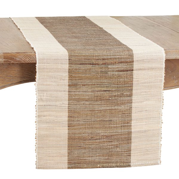 Saro Lifestyle Shimmering Banded Table Runner, Natural, 16"x72"