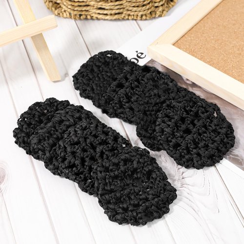 Hair Nets Invisible Knit Hairnets for Ballet and Dance - Elastic Edge Mesh Hair Bun Holders and Skating Snoods for Girls (8PCS, Black)