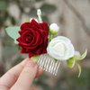 Fangsen Silver Wedding Red Rose Hair Comb Hair Accessories Women Floral Bridal Hair Accessory
