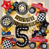 Truck Party Decorations, 9pcs Truck Birthday Number Foil Balloon for Truck 4th Birthday Race Car Theme Party Supplies (4th)