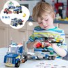 COGO MAN 3in1 City Police Building Set, Police Car Transporter Building Toys, Police Truck with Trailer & Rescue Helicopter, Police Chase Building Kit, Gift for Boys Kids Aged 6-12, 249 PCS