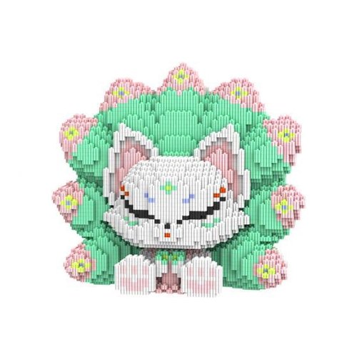 HONLANCH Animal Green Nine Tailed Fox Micro Building Blocks Set（7100PCS 25cm High Series） Gift for Adults and Kids