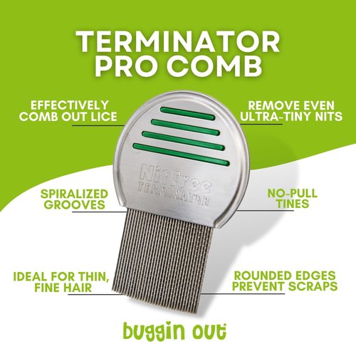 buggin out Pro Terminator Lice Comb | Stainless Steel | Perfect For Baby Fine or Thin Hair | 1-2 People