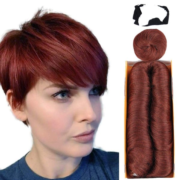 Mayloss 28 Pcs Human Hair Extensions with Top Closure Unprocessed Brazilian Curly Short Virgin Hair Weave Wavy (3" 4" 5" Mix Lenght 100g/pcs 33# Color)