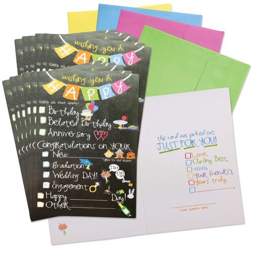 Denise Albright Greeting Cards for All Occasions | 48-piece Boxed Card Set Includes Greeting Cards, Gift Tags & Gift Stickers (Checkbox Card-for-All-Occasions)