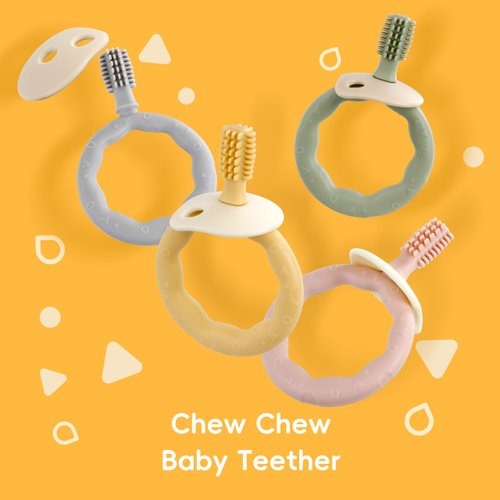 3PCS Baby Teething Toys for 0-12 Months,Silicone Teether Baby Toy BPA Free Ring Baby Chew Toys Infant Oral Care with Easy Grip Handles for Sore Gums (Blue)