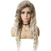 GNIMEGIL Long Ash Blonde Wigs for White Women Ombre Blonde Curly Wig Wavy Synthetic Wig Brown Dark Roots 80s Wigs Halloween Costume for Women