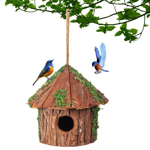 Premium Wooden Bird House, Cedarwood Hanging Birdhouse with Predator Guard, Nesting Box for Wild Bird Viewing, Indoor Decorative or Outdoor Functional Use, Ideal for Birdwatchers, Small