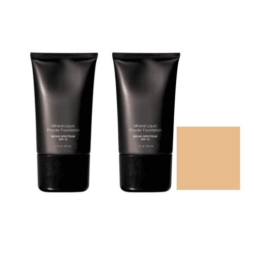 Beauty Deals Mineral Liquid Powder Foundation Broad Spectrum SPF 15 Pack of 2 (Almond)