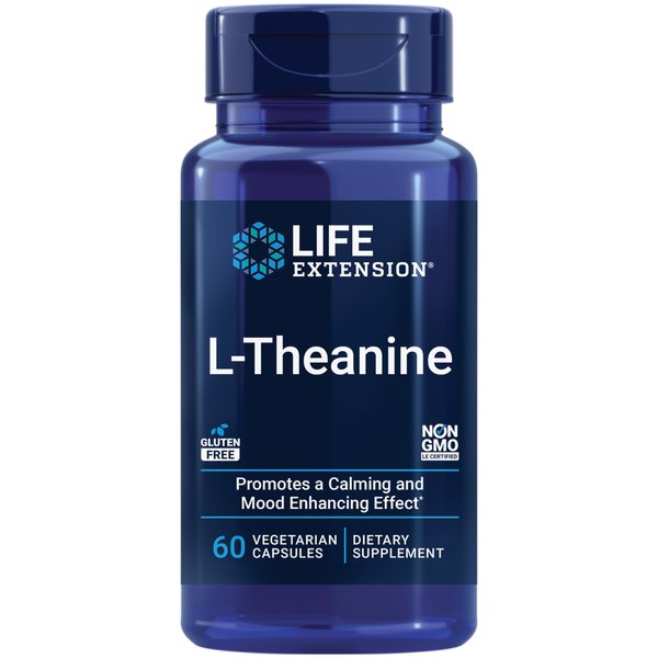 Life Extension L-Theanine, 100 mg, 60 Vegetarian Capsules — Supports a Calming & Mood Enhancing Effect, Amino Acid Derived From Tea - Gluten-Free, Non-GMO