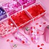6 Grids Valentines 3D Heart Nail Glitter Sequins Pink Red Heart Glitter Flakes Hearts Nail Art Glitters Sparkle Glitter Nail Charms Designs Glitter for Nail Art Decoration DIY Manicure Tips
