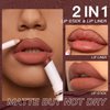 USHAS Lipstick and Lip Liner Combo Set 2 in 1 Waterproof Lipstick and 24H Lip liner Set Long Lasting Lipsticks for Women, Matte Lipstick Pen with Lip Liner Makeup Kits Set (S8, Pack of 1)