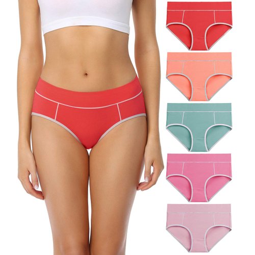 wirarpa Women's Cotton Underwear Stretch Mid Waisted Briefs Ladies Panties Multicolored X-Small