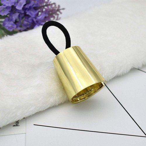 Suoirblss 2PCS Circle Cuff Metal Hair Ties Hair Band Hair Rope Accessories Metal Elastic Hair Clips Ponytail Hair Cuff Headwear Hair Holder for Lady Women (Gold + Silver)