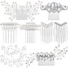 64 Pieces Wedding Hair Comb Set, Include 20 Flower Rhinestone Hair Sticks, 20 Pearl Hair Pins, 3 Crystal Pearl Combs, Pearl Wedding Hair Vine, 20 U Shaped Pearl Hair Clip (Stylish Style)