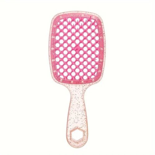 All-In-One Detangling Brush: Flexible Bristles, Gentle Tangle Release, and Hollow Comb Teeth for Effortless Dry and Wet Hair Care (Sparkle Pink)