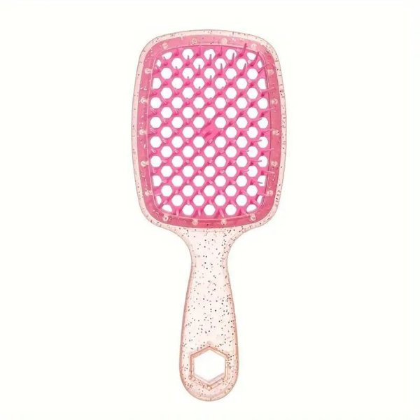 All-In-One Detangling Brush: Flexible Bristles, Gentle Tangle Release, and Hollow Comb Teeth for Effortless Dry and Wet Hair Care (Sparkle Pink)