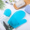 Karenhi Honeycomb Exfoliating Scrubber Set, Honeycomb Face and Body Scrubber Include Spa Bath Mitt Honeycomb Exfoliating Glove for Body Shower, Face Exfoliator Scrubber Sponge, Quick Drying (Blue)