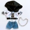 niannyyhouse 20cm Doll Clothes Loose Bulldog Hoodie Flanging Jeans Accessories Kpop Doll Dressup (White+Blue)