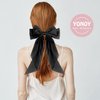 Hair Bows, Barrettes and Scrunchies for Women: 3 PCS Black Satin Ribbon Hairpins with Long Tails, Metal French Clips, and Ponytail Accessories