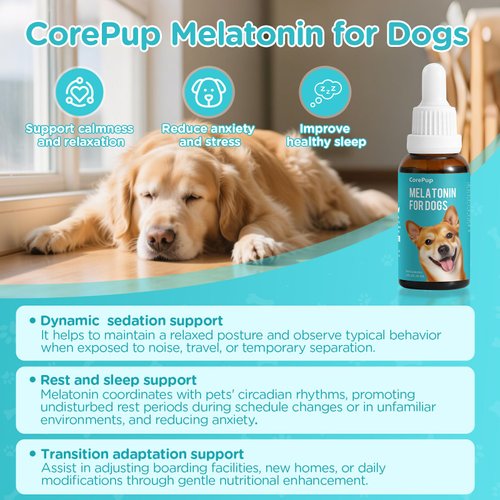 Melatonin for Dogs–Dog Sleep Aid–Anxiety Relief for Dogs, Stress, Calming, Relaxation & Sleep Support–Liquid Dog Melatonin 2Pack 2oz (60ml)