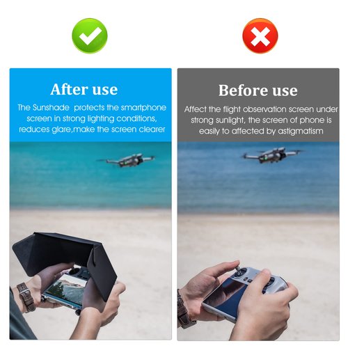 GAEKOL Mini 3 Pro RC Sunshade, Foldable Drone Controller Sun Hood Tempered Glass Film and Lanyard Compatible with DJI Mini 3 Pro/Mini 3 / Mavic/Mavic 3 Classic Accessories
