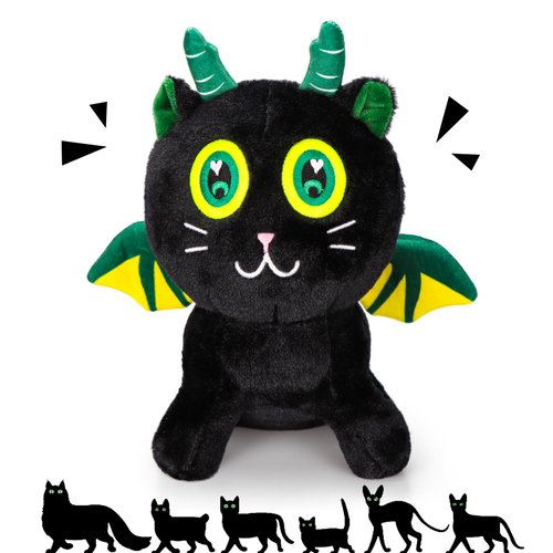 JISON21 Black Cat Plush Toy,9 Inch Cute Black Dinosaur Cat Stuffed Animals Toy,Cat Plush Doll Christmas Decorations Black Dinosaur Cat Toys,Birthday Christmas Plush Toy for Kids