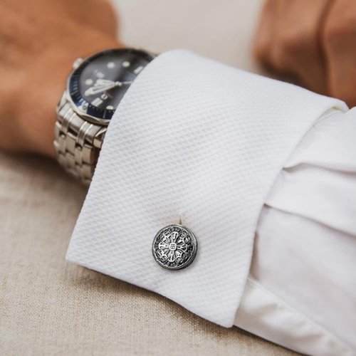 HAWSON Vintage Cufflinks for Men Shirt Retro Flower Pattern - Best Wedding Business Gifts for Men with Box