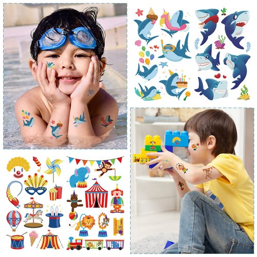 Temporary Tattoo Kids, CAYUDEN 63 Sheets Waterproof Kids Temporary Tattoos for Boys Fake Tattoos Stickers with Dinosaurs Animal Cars Robots Tattoos for Kids Stickers Birthday Party Decor Toys Reward