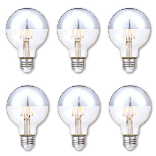 Westinghouse 5169120 4.5 Watt (40 Watt Equivalent) G25 Dimmable Half Chrome Filament LED Light Bulb, E26 Medium Base, 6-Pack
