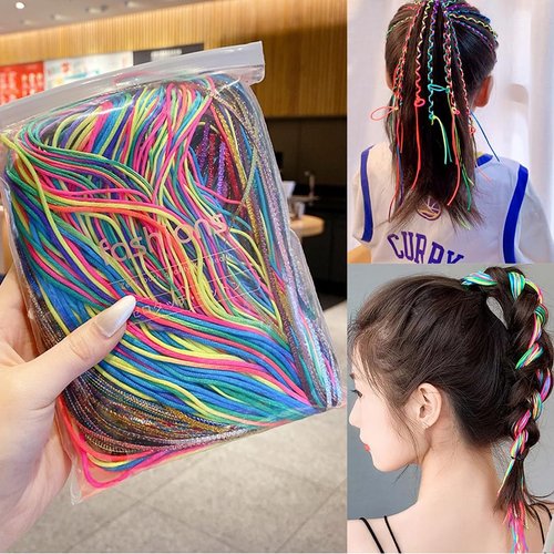 120 Pcs Colorful Gradient Hair Wrap Assorted Strings, Ropes and Strands - DIY African Girl Hair Accessories (4 Sets)