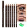 6Pcs brow pencil, wooden hard-core eyebrow pencils, eyebrow pencil medium brown, eyebrow and eyeliner pencils, waterproof and sweat-proof, beginner makeup eyebrow pencil, medium brown