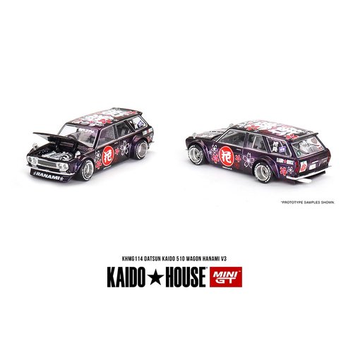 True Scale Miniatures Model Car Compatible with Datsun KAIDO 510 Wagon Hanami V3 Magic Purple Limited Edition 1/64 Diecast Model Car Kaido House KHMG114