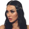 CAKURE Boho Head Chain Gold Sequins Headbands Chain Layered Bridal Headpiece Jewelry Festival Halloween Wedding Hair Accessories for Women