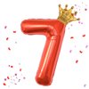 40 Inch Red Number 7 & Mini Crown Balloon for Birthday Party Decorations, 7th Birthday Party Decorations, Baby Shower Anniversary Balloons Decorations Supplies