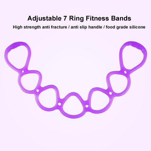 Reicyfang 7 Ring Adjustable Resistance Bands, Back, Foot, Leg, and Hand Stretcher, Arm Exerciser, Home Workout Walking Exercise Workout Bands for Home or Fitness Center (Purple)