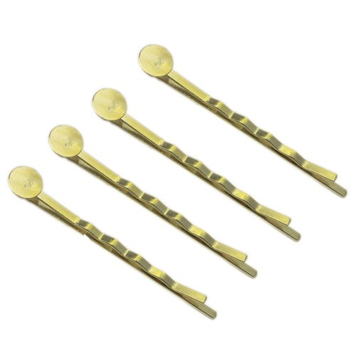 MAHAVIMOKSA 55mm Bobby Pins Hair Clips with Glue On Flat Pads for DIY Craft (Gold-50pcs)