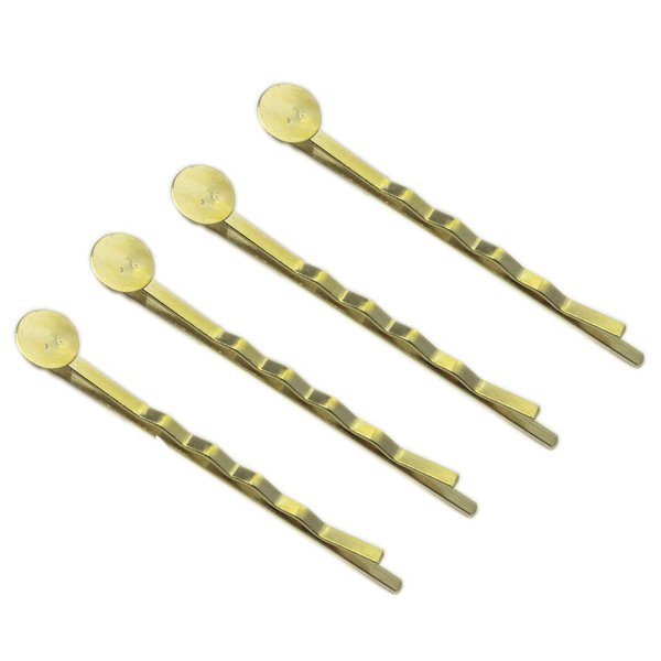 MAHAVIMOKSA 55mm Bobby Pins Hair Clips with Glue On Flat Pads for DIY Craft (Gold-50pcs)