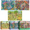 ANTELOPE 1000 Piece Puzzle Bundle, Young Adult, Cardboard, Pets and Entertainment Theme, 3 in 1 Set - Dog Park, Drive in Movie, Cat Castle