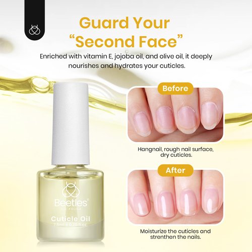 Beetles 7.5ml Cuticle Oil Nail Oil Cuticle Oil Care for Nail, Damaged Cuticles, Stronger Nails Spa and Hand Manicure Essentials for Repaired Thin Nails DIY Home Nail for Women