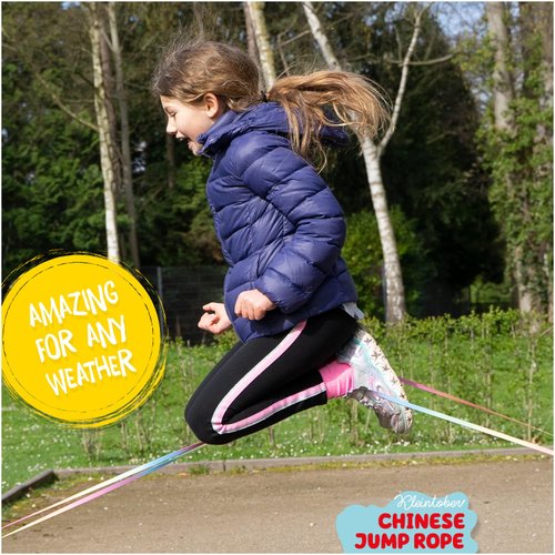 Kleintober I Chinese Jump Rope I Rubber Twist I Gummitwist I Indoor and outdoor toys I Chinese jump rope for kids I With instructions for play I Outdoor toys for kids ages 8-12 I Kids jump rope
