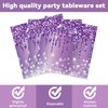 50 Pcs Purple Birthday Plates and Napkins Purple and Silver Happy Birthday Party Supplies for 25 Guests Table Decorations for Women Girl Birthday Decorations Paper Plates Napkins