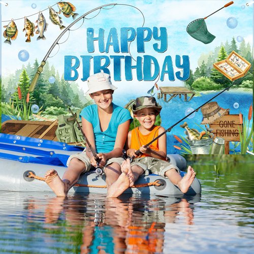Avezano Gone Fishing Banner Gone Fishing Happy Birthday Backdrop Fishing Theme Background for Kids Men Birthday Party Kids Fishing Party Supplies 70.8 x 43.3 inch